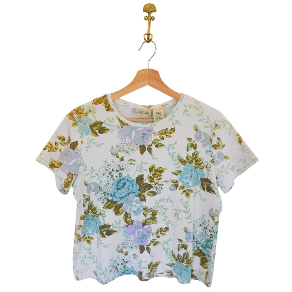 90s Floral Short Sleeve T Shirt Size Large